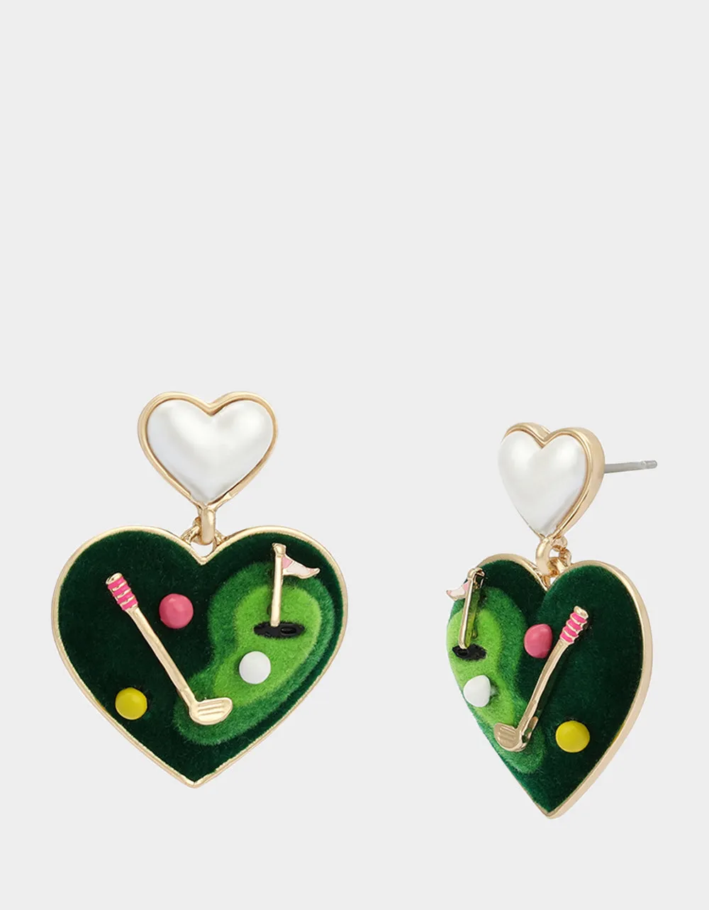 HEART GOLF DOUBLE DROP EARRINGS GREEN sold by Betsey Johnson