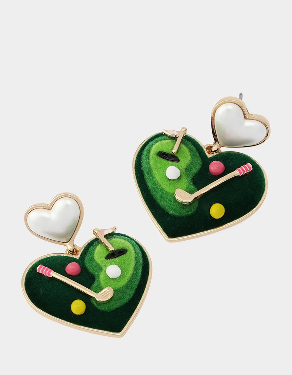 HEART GOLF DOUBLE DROP EARRINGS GREEN sold by Betsey Johnson product image thumbnail 2