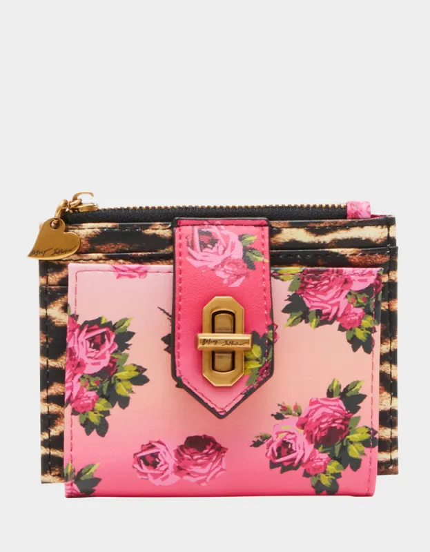 LEOPARD FLORAL BIFOLD WALLET PINK MULTI sold by Betsey Johnson