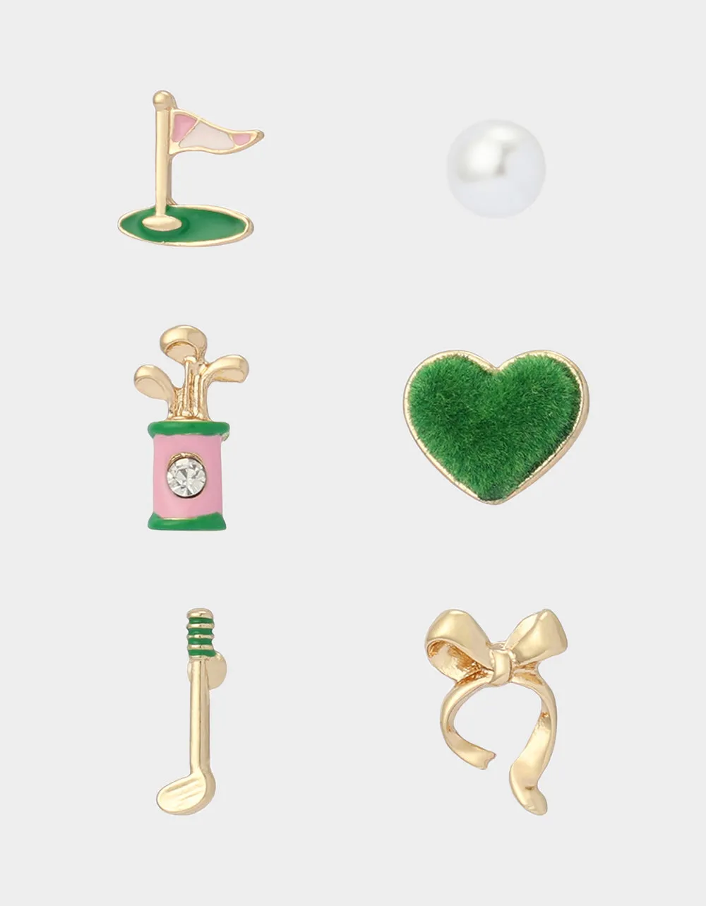 MISMATCH GOLF STUD SET GREEN sold by Betsey Johnson