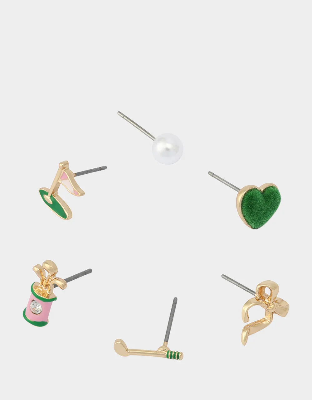 MISMATCH GOLF STUD SET GREEN sold by Betsey Johnson product image thumbnail 3