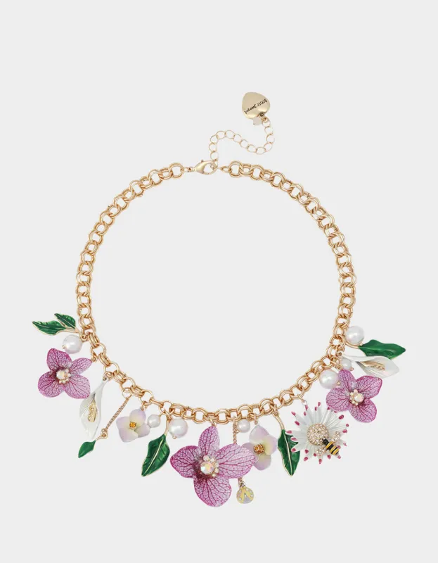FLOWER BOUQUET FRONTAL NECKLACE PURPLE sold by Betsey Johnson