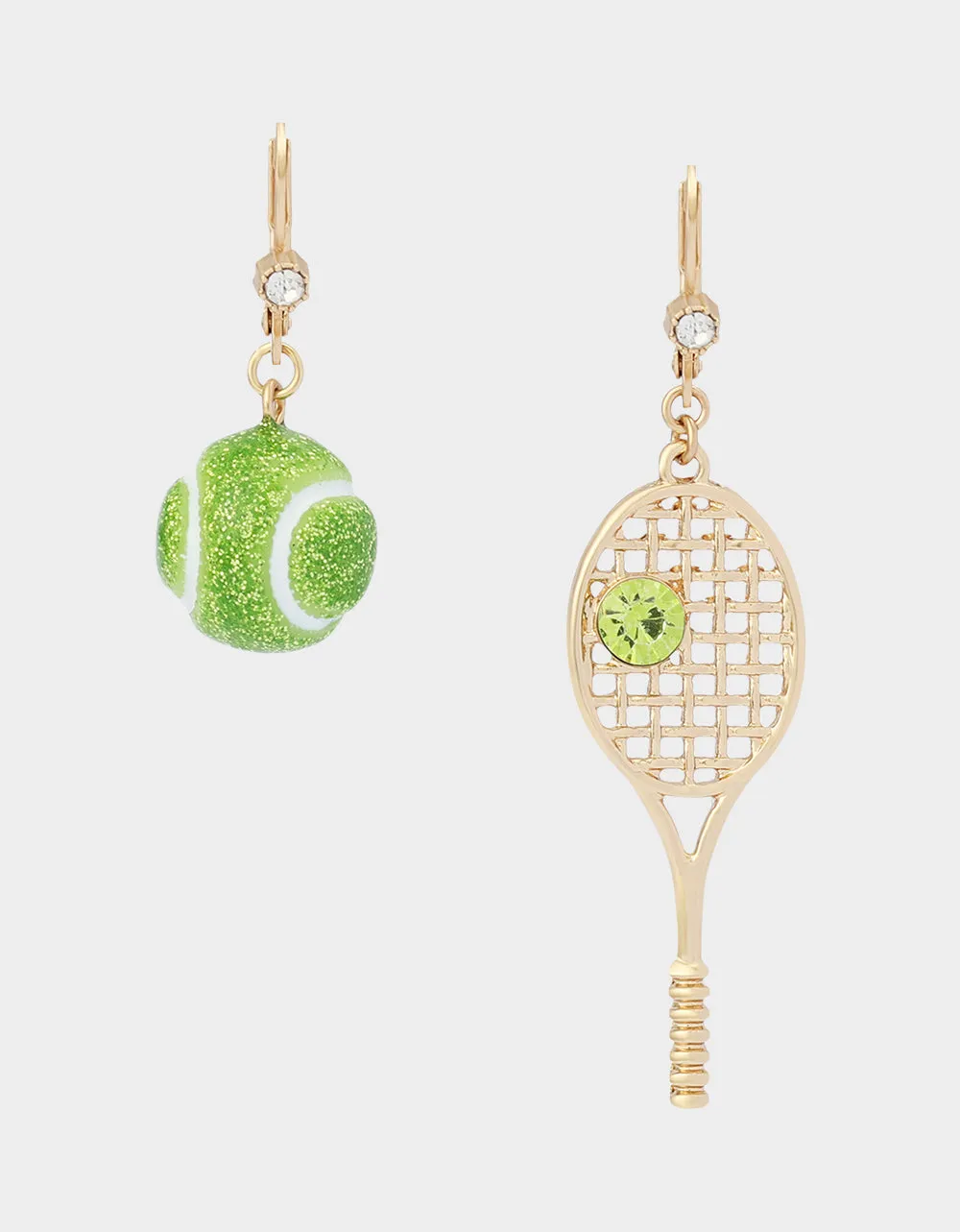 MISMATCH TENNIS RACQUET AND BALL EARRINGS GREEN sold by Betsey Johnson product image thumbnail 2