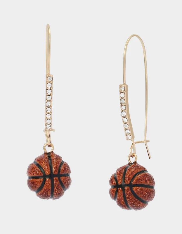BASKETBALL SHEPHERD HOOK EARRINGS ORANGE made by Betsey Johnson