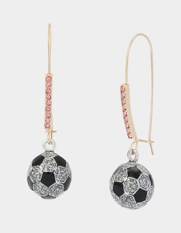 SOCCER BALL SHEPHERD HOOK EARRINGS PINK made by Betsey Johnson