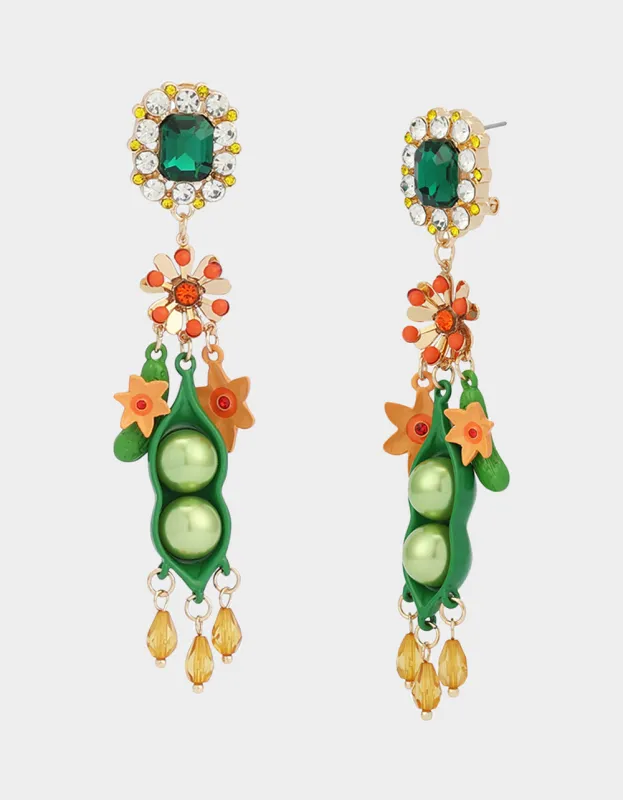PEA CRYSTAL DOUBLE DROP EARRINGS MULTI sold by Betsey Johnson