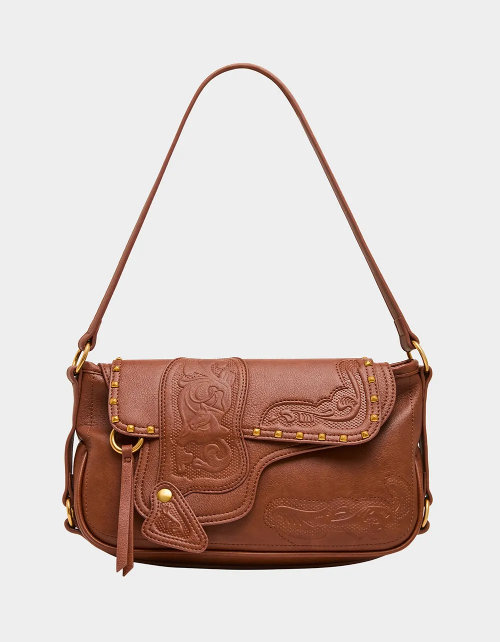 WE RIDE AT DAWN SHOULDER BAG CHOCOLATE sold by Betsey Johnson