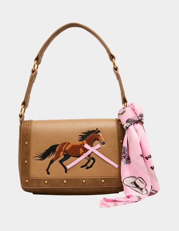 THE MANE EVENT SHOULDER BAG BROWN sold by Betsey Johnson