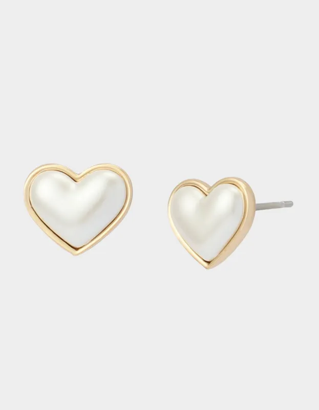 HEART STUD EARRINGS PEARL sold by Betsey Johnson