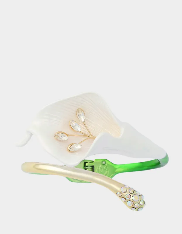 CALLA LILY BYPASS BANGLE BRACELET GREEN sold by Betsey Johnson