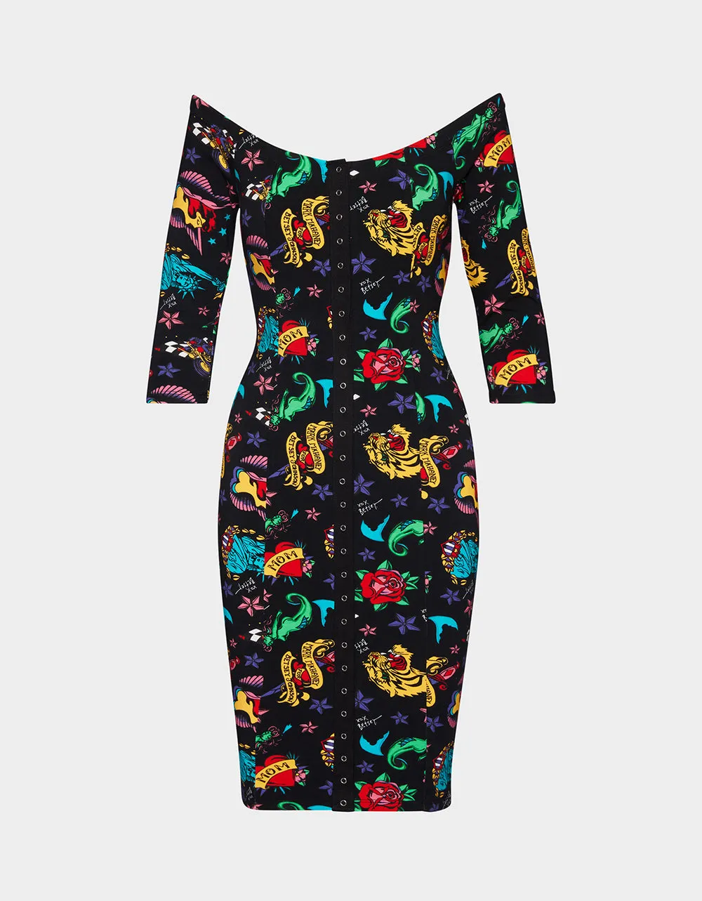 80TH BASH OFF SHOULDER DRESS TATTOO | RE:LUV sold by Betsey Johnson product image thumbnail 3