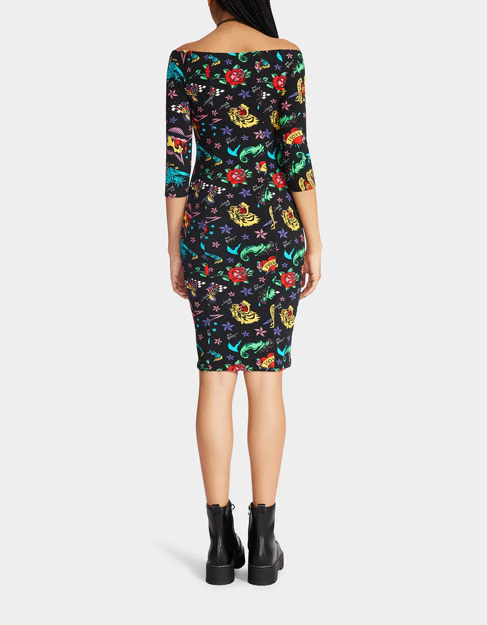 80TH BASH OFF SHOULDER DRESS TATTOO | RE:LUV sold by Betsey Johnson product image thumbnail 4