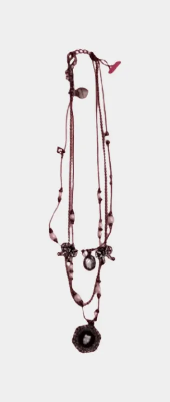 Vintage Black and Silver Multi-Layer Skull and Bows Necklace | RE:LUV sold by Betsey Johnson