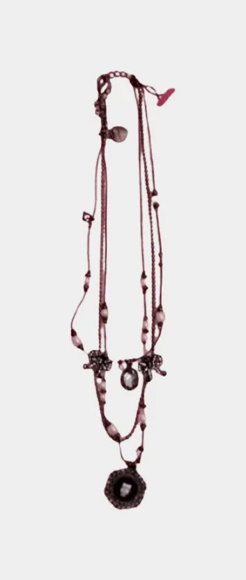 Vintage Black and Silver Multi-Layer Skull and Bows Necklace | RE:LUV sold by Betsey Johnson