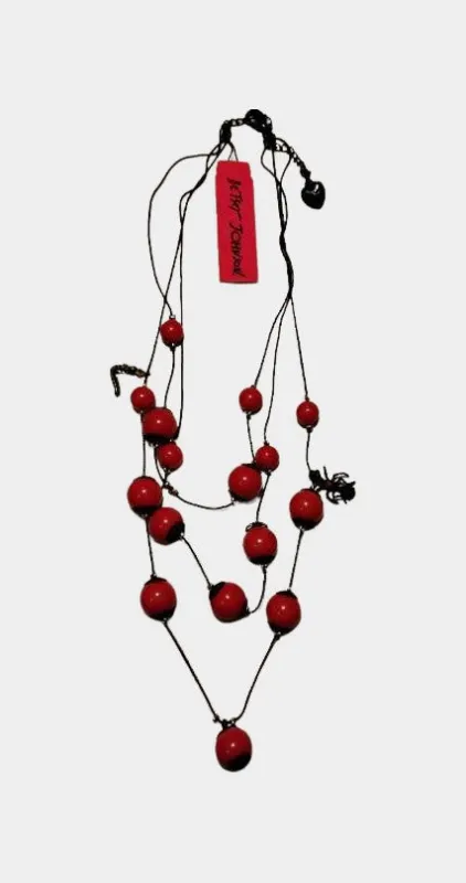 Vintage Layered Beaded Necklace w/ Spider and Worm Charms | RE:LUV sold by Betsey Johnson