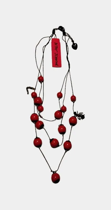 Vintage Layered Beaded Necklace w/ Spider and Worm Charms | RE:LUV sold by Betsey Johnson