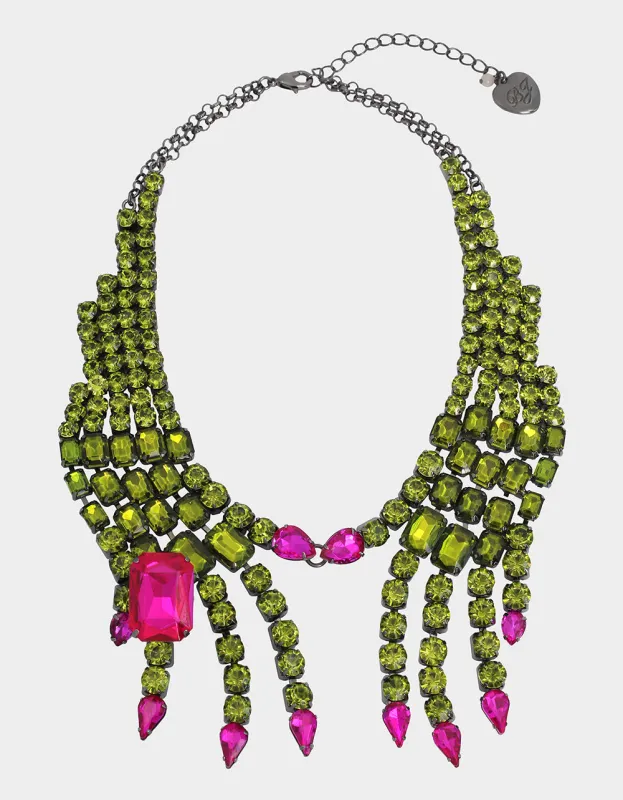 RICH WITCH HANDS BIB NECKLACE GREEN sold by Betsey Johnson
