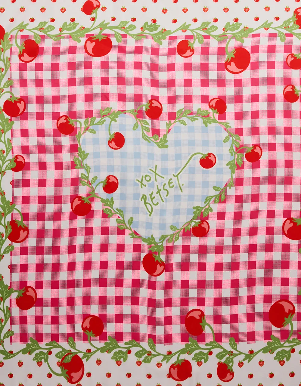 TOMATO GINGHAM SQUARE SCARF 35" x 35" RED BLUE sold by Betsey Johnson product image thumbnail 3