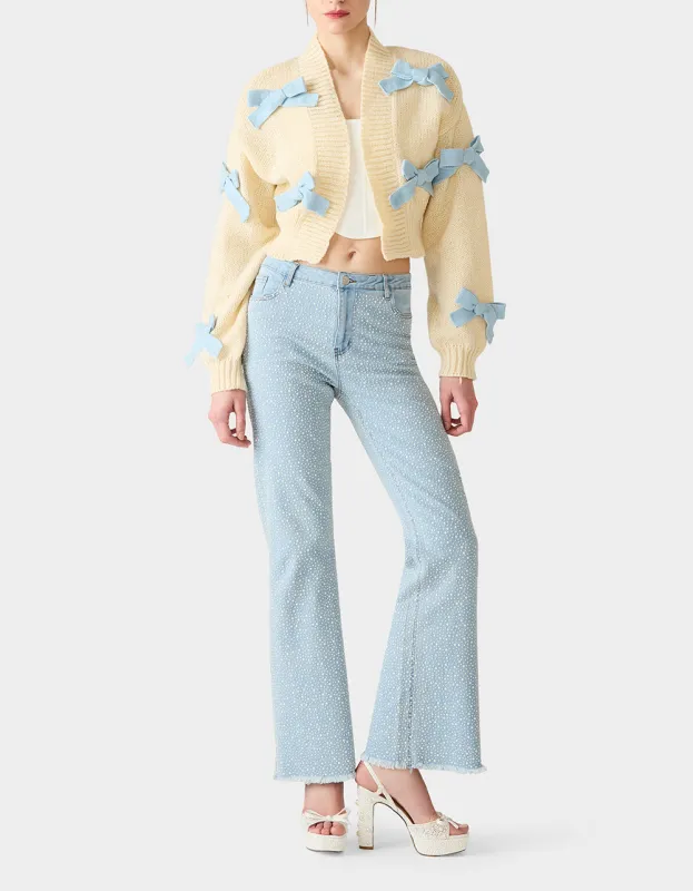 BOW CARDIGAN IVORY made by Betsey Johnson