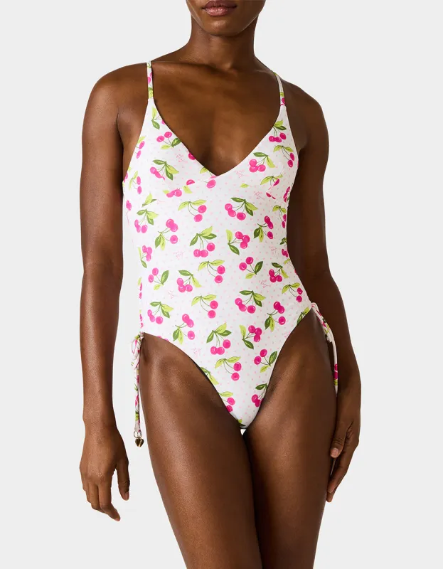 JUICY CHERRY ONE PIECE SWIMSUIT PINK MULTI sold by Betsey Johnson