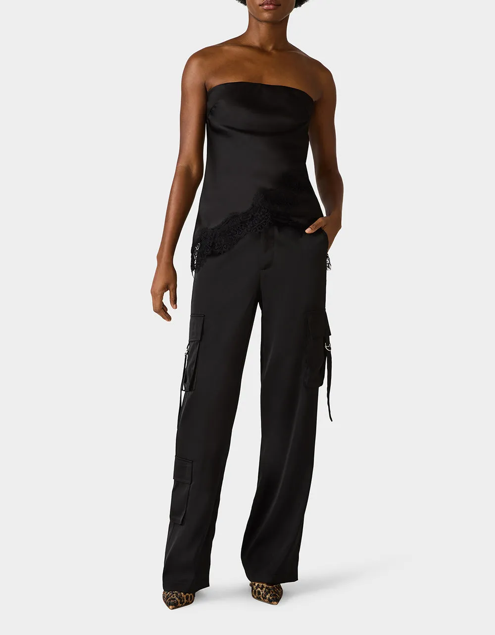SILK UTILITY PANTS BLACK sold by Betsey Johnson product image thumbnail 4