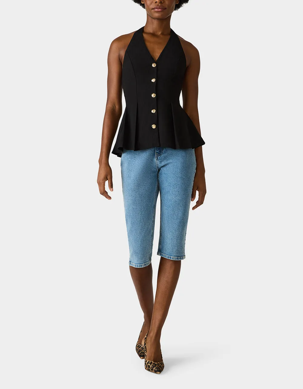 BUTTERCUP BUTTON TOP BLACK sold by Betsey Johnson