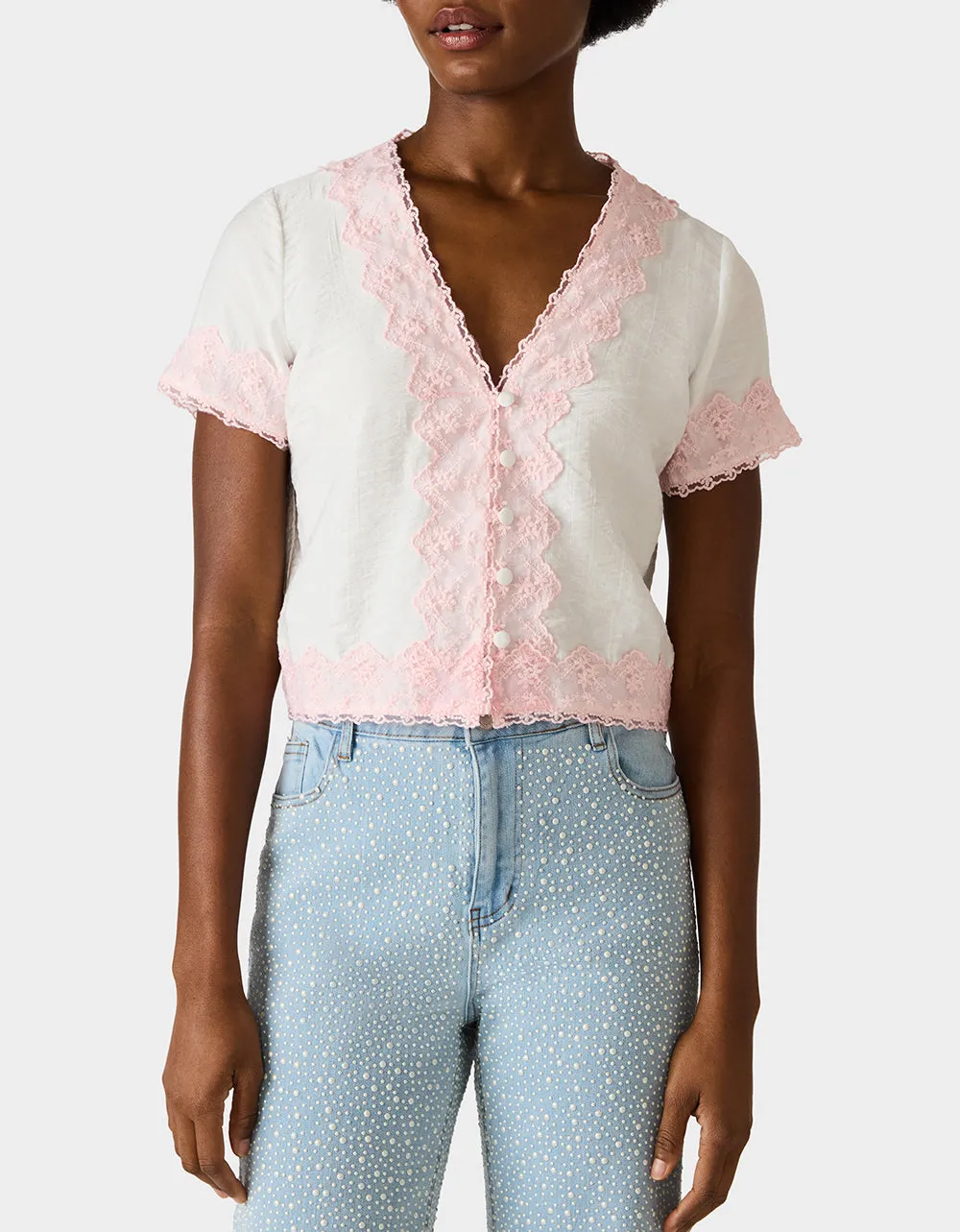 EMBROIDERED ESSENCE TOP WHITE sold by Betsey Johnson product image thumbnail 5