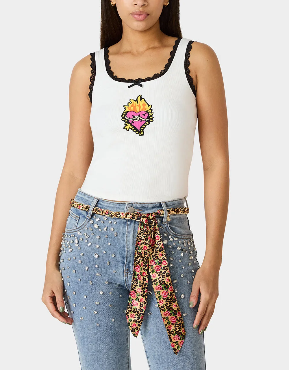 SCARF AND CHAIN TIE BELT LEOPARD MULTI sold by Betsey Johnson product image thumbnail 2