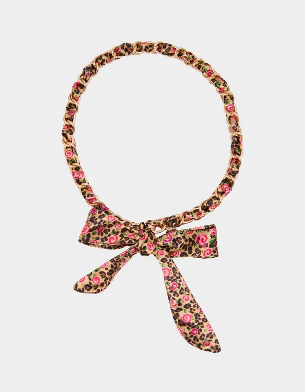 SCARF AND CHAIN TIE BELT LEOPARD MULTI made by Betsey Johnson