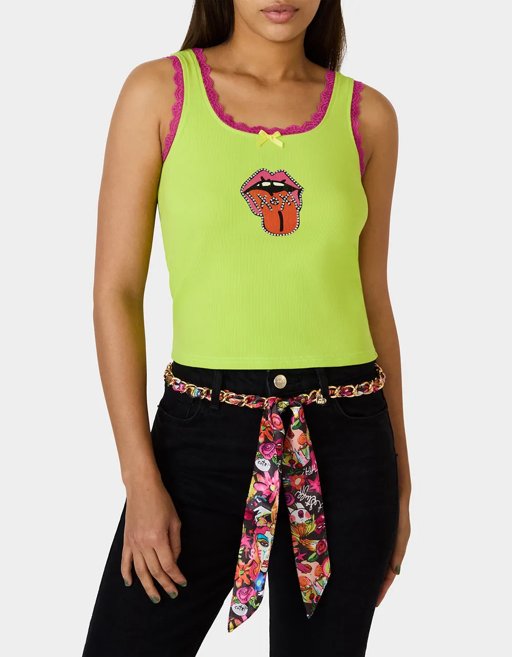 SCARF AND CHAIN TIE BELT BLACK MULTI sold by Betsey Johnson product image thumbnail 2