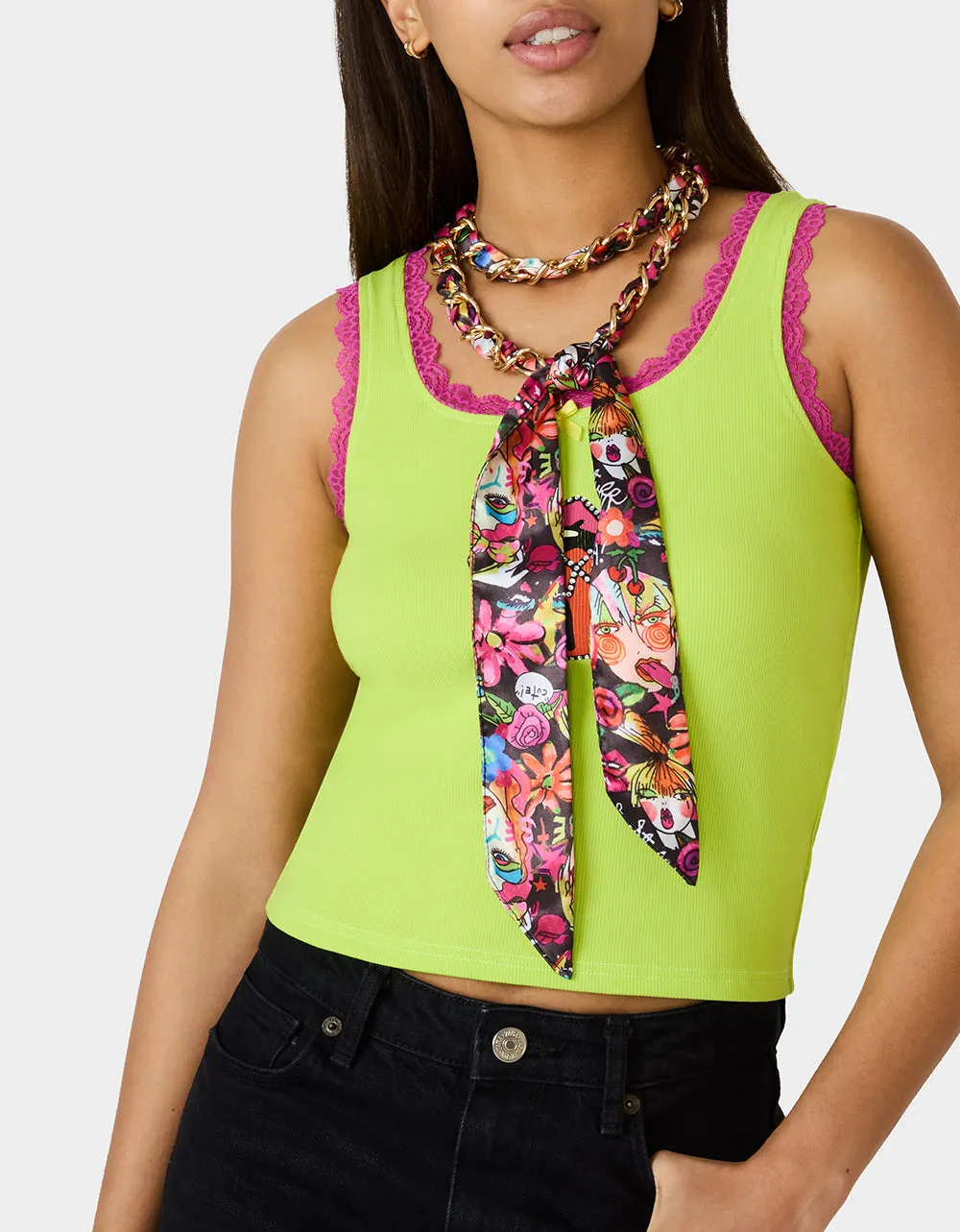 SCARF AND CHAIN TIE BELT BLACK MULTI sold by Betsey Johnson product image thumbnail 5