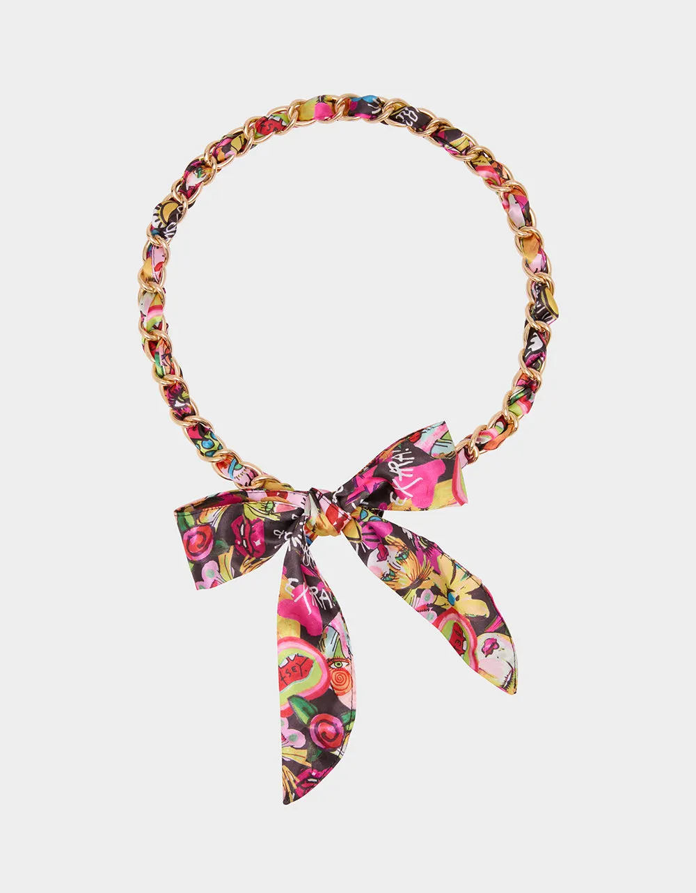 SCARF AND CHAIN TIE BELT BLACK MULTI sold by Betsey Johnson