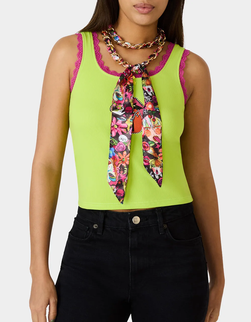 SCARF AND CHAIN TIE BELT BLACK MULTI sold by Betsey Johnson product image thumbnail 3