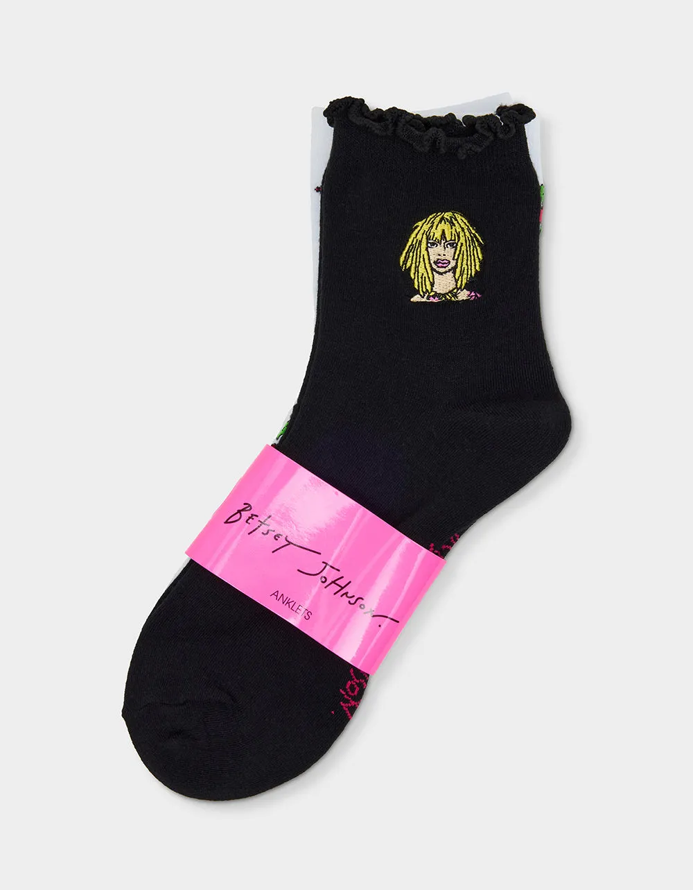 2-PACK EMBROIDERED CREW SOCK BLACK MULTI sold by Betsey Johnson product image thumbnail 2