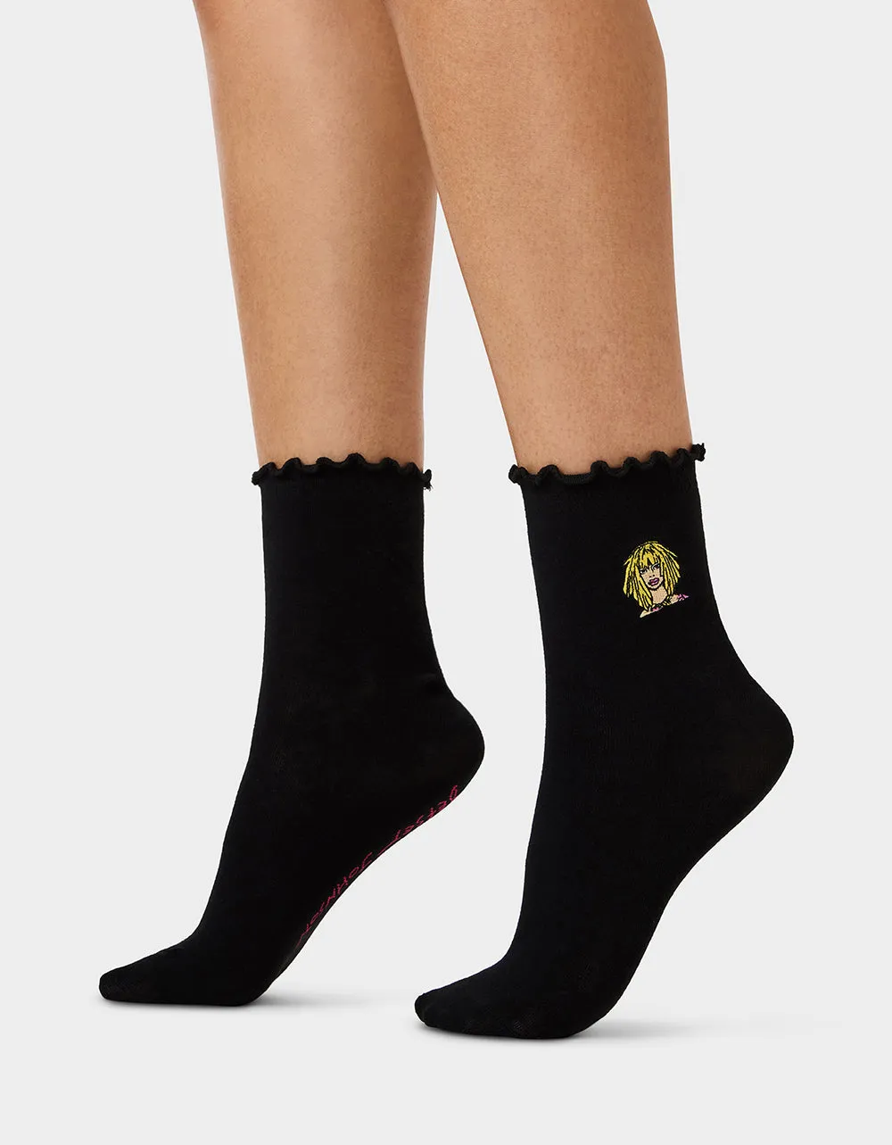 2-PACK EMBROIDERED CREW SOCK BLACK MULTI sold by Betsey Johnson product image thumbnail 3