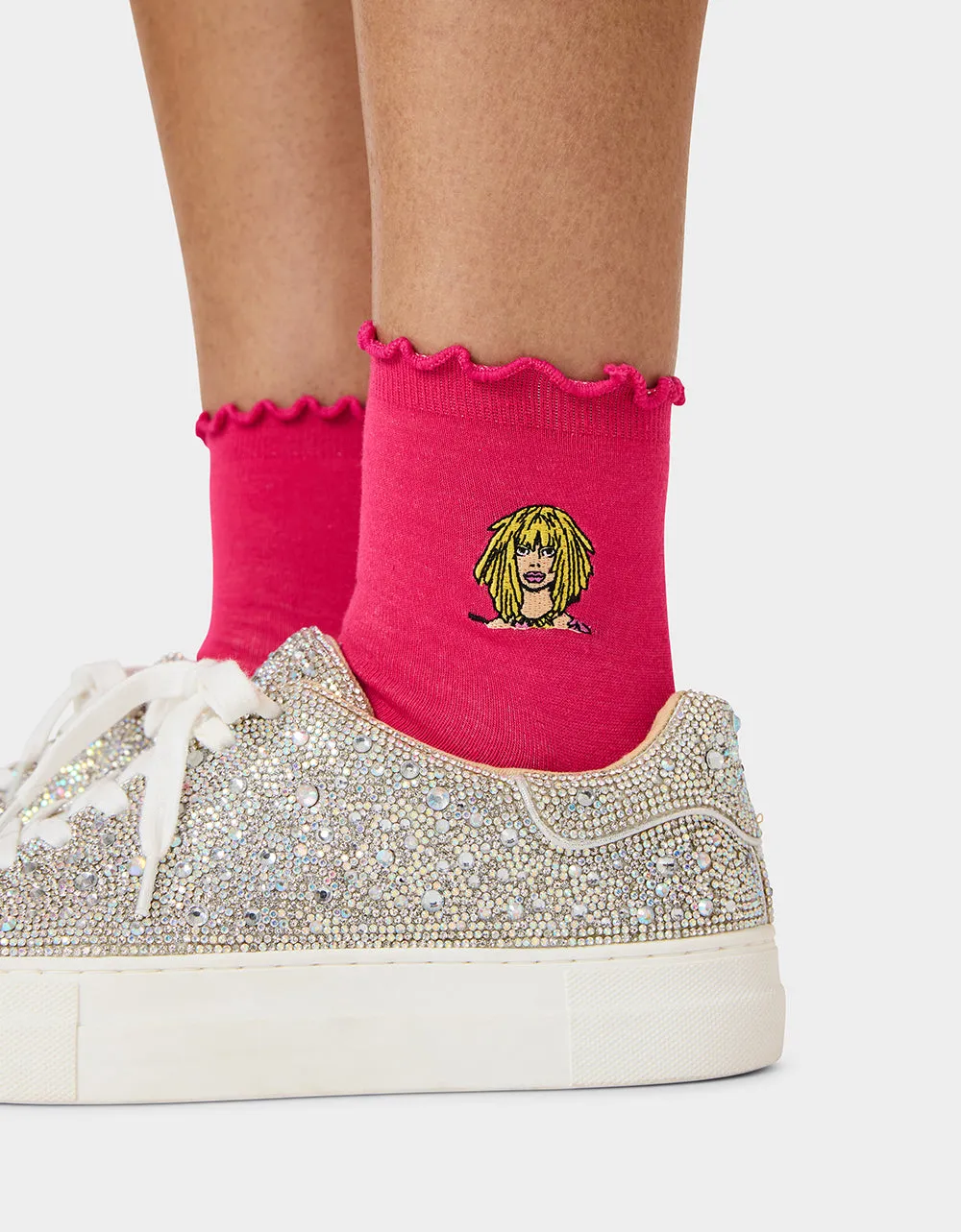 2-PACK EMBROIDERED CREW SOCK PINK MULTI sold by Betsey Johnson product image thumbnail 4