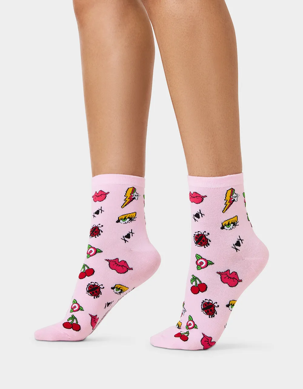 2-PACK EMBROIDERED CREW SOCK PINK MULTI sold by Betsey Johnson product image thumbnail 5