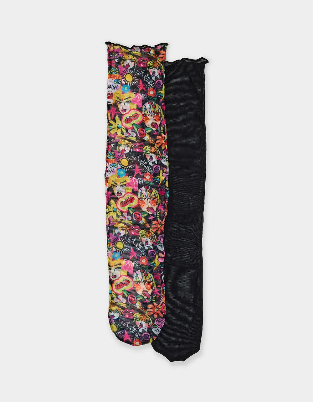 2-PACK BETSEY'S FACES MESH CREW SOCKS BLACK MULTI sold by Betsey Johnson