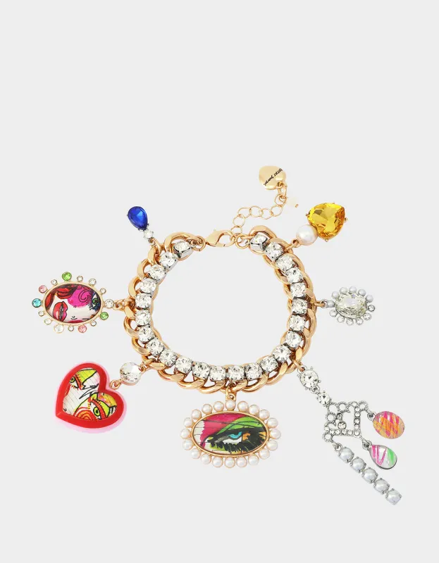 ART CAMPAIGN CHARM BRACELET MULTI made by Betsey Johnson