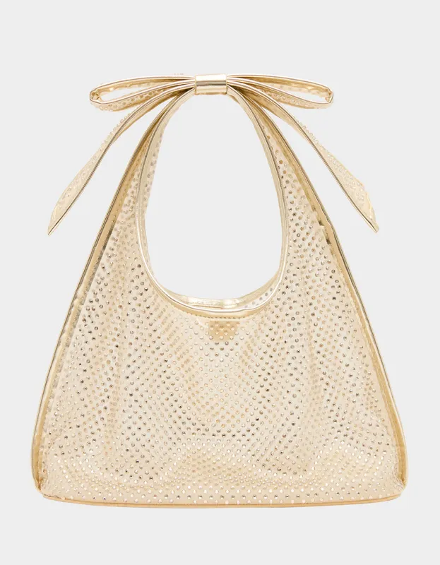 BOW MINI MESH TOTE GOLD made by Betsey Johnson