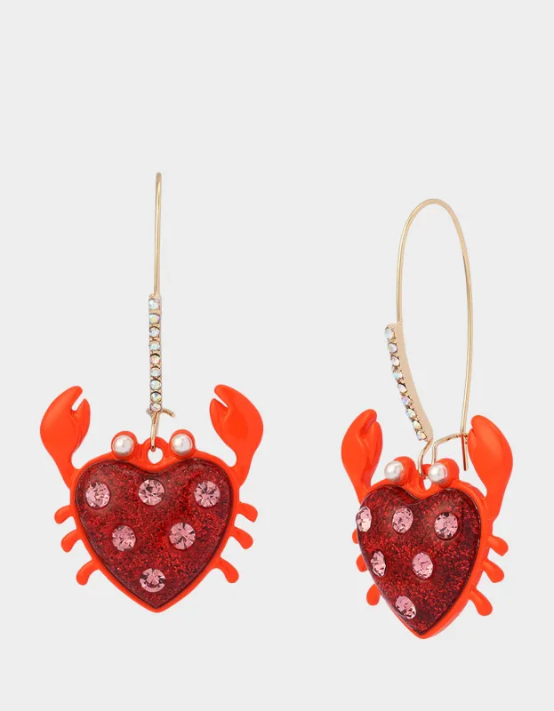 CRAB SHEPHERD HOOK EARRINGS RED made by Betsey Johnson