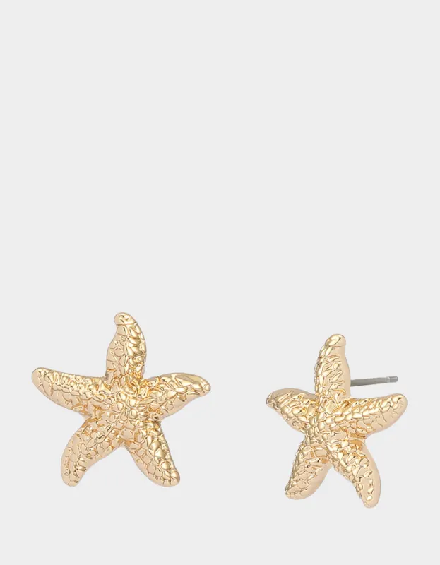 STARFISH STUD EARRINGS GOLD made by Betsey Johnson