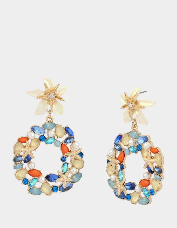 STARFISH DROP KNOCKER EARRINGS BLUE made by Betsey Johnson