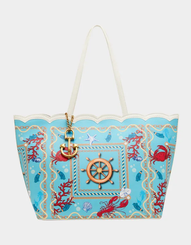 NAUTI & NICE TOTE BLUE/MULTI made by Betsey Johnson