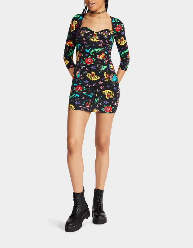 80TH BASH CORSET RAGLAN TOP TATTOO | RE:LUV made by Betsey Johnson