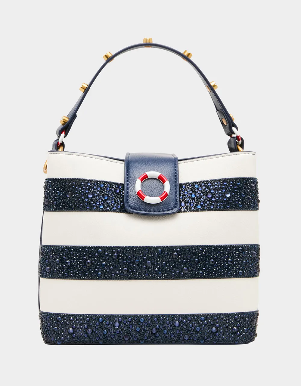 AHOY, GORGEOUS RHINESTONE STRIPE NAVY MULTI sold by Betsey Johnson