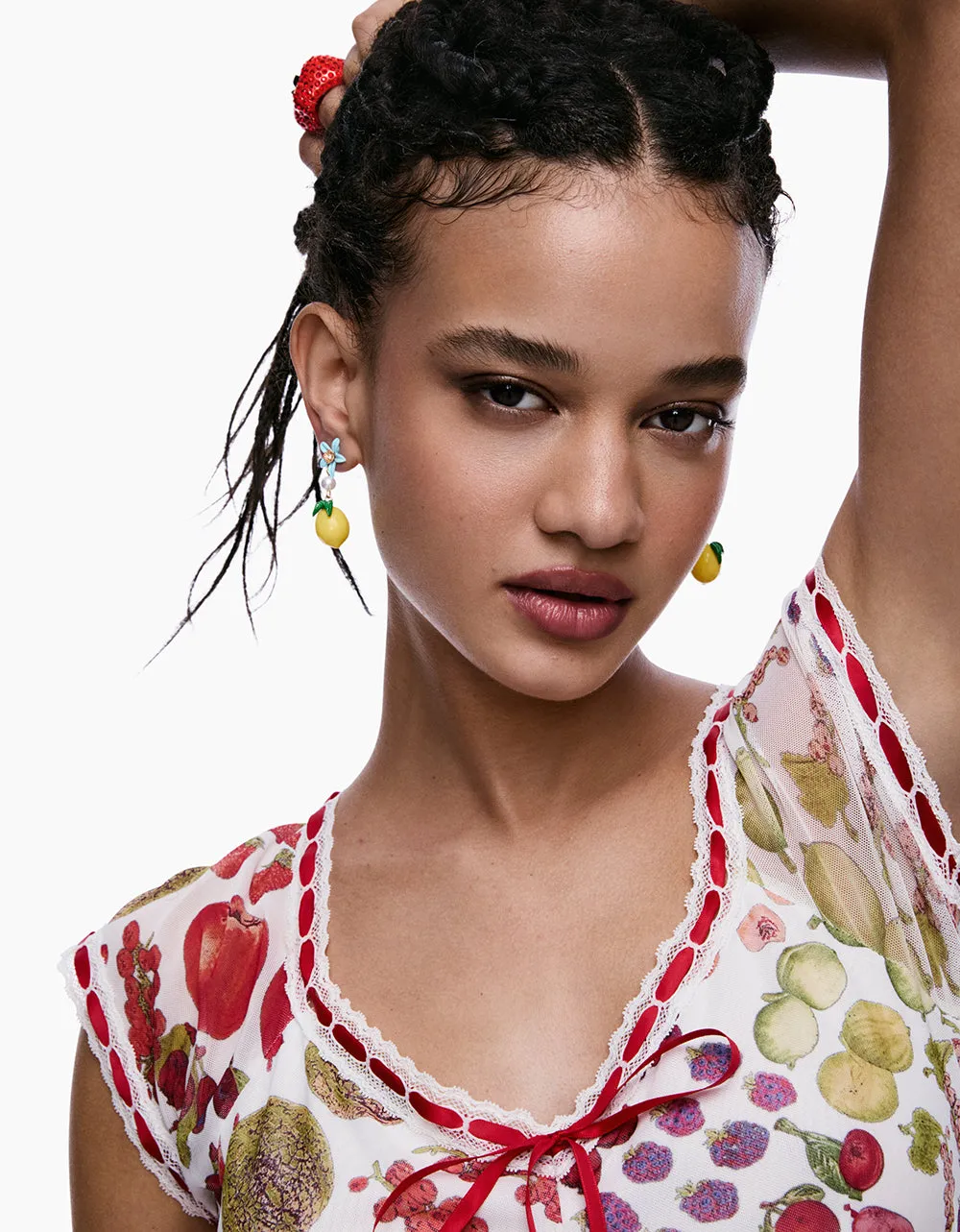 FLOWER LEMON DOUBLE DROP EARRINGS YELLOW sold by Betsey Johnson product image thumbnail 2