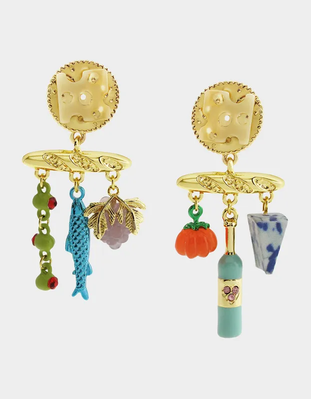 MISMATCH CHARCUTERIE DROP EARRINGS MULTI made by Betsey Johnson