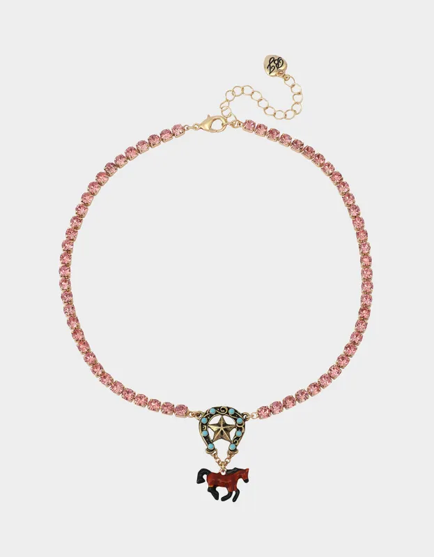 HORSE SHORT PENDANT NECKLACE BROWN made by Betsey Johnson