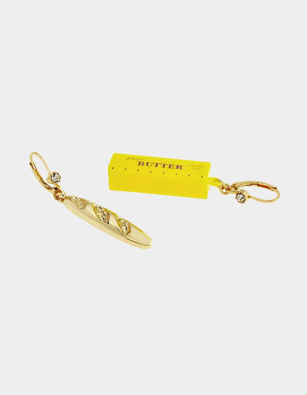 MISMATCH BREAD N BUTTER EARRINGS YELLOW sold by Betsey Johnson product image thumbnail 4